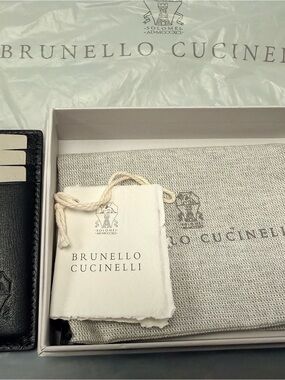 Brunello Cucinelli Black Leather Card Holder